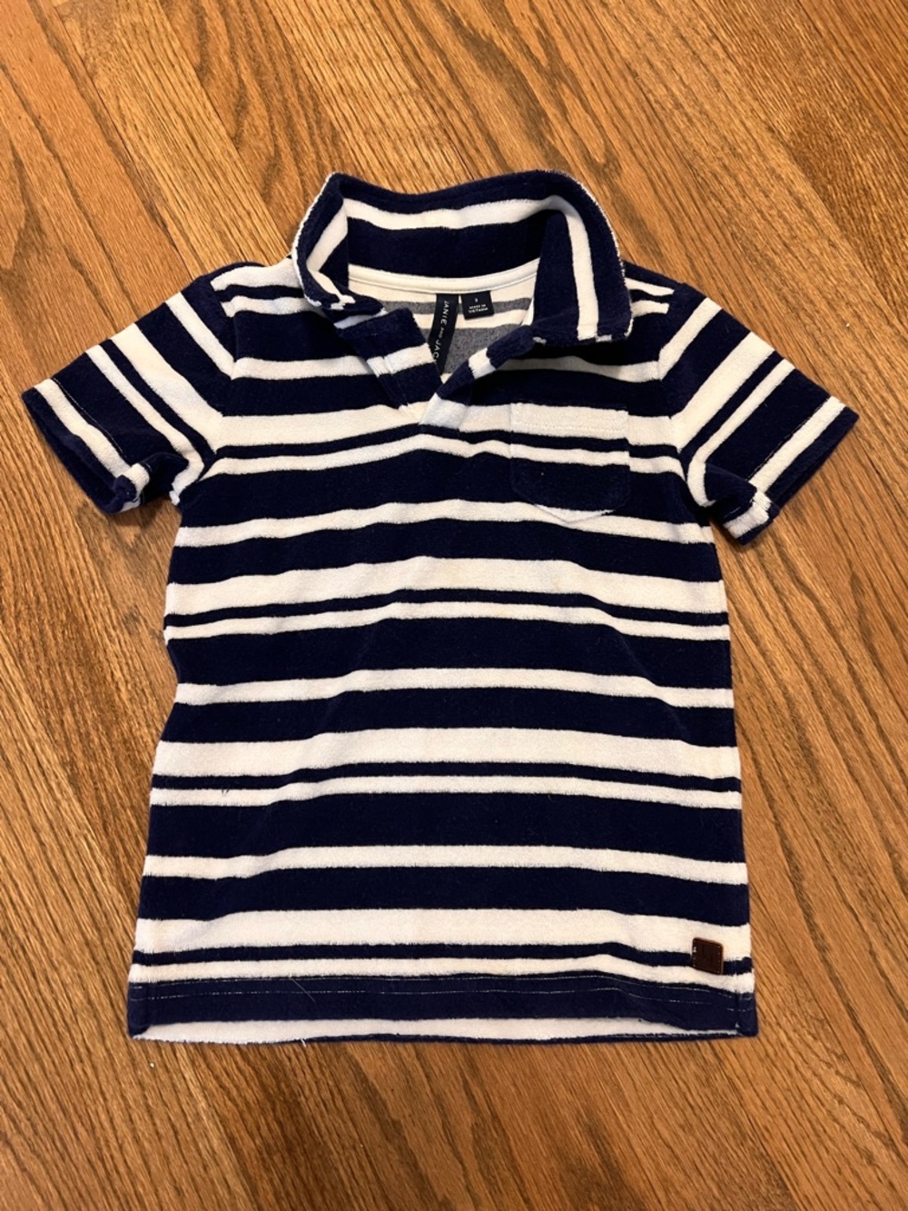 Janie and Jack Navy & White Striped Terry Polo